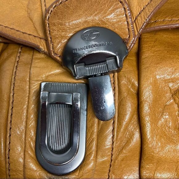 FRANCESCO BIASIA Saddle Style Handbag Mustard Color 14X5.5X7,Genuine Leather - Picture 7 of 14